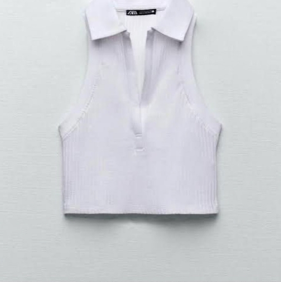 ZARA - Ribbed Polo Crop Top - Picture 6 of 7